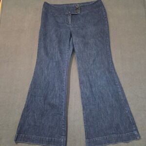 New‎ York & Company Battery Park Trouser Women 16 Blue Wide Leg Denim Jeans